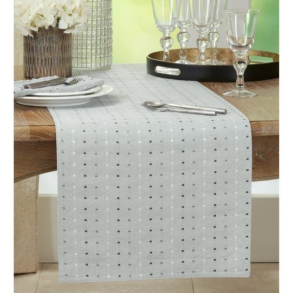 Saro Lifestyle Table Runner With Stitched Line Design, Grey, 16" x 54"