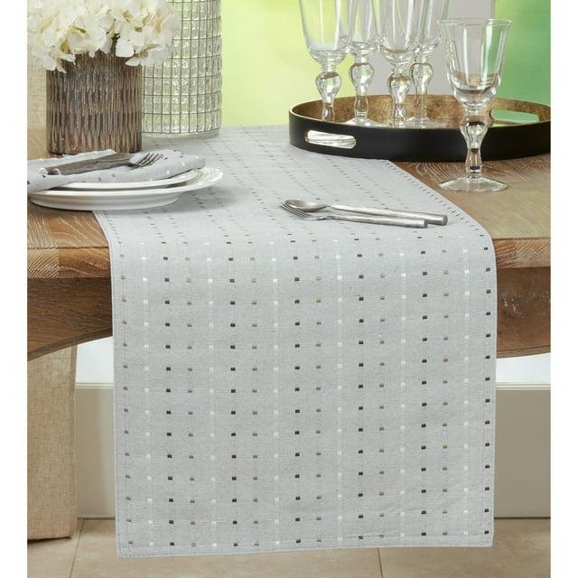 Saro Lifestyle Table Runner With Stitched Line Design, Grey, 16" x 54"