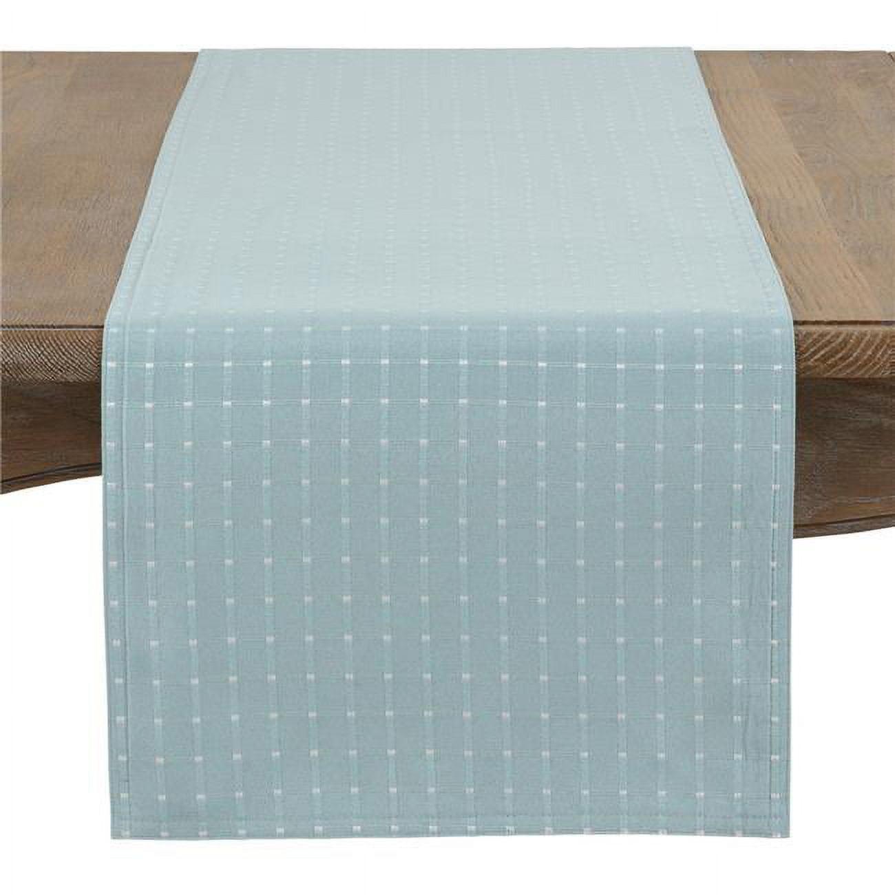 Aqua Cotton Blend Stitched Table Runner, 16" x 72"