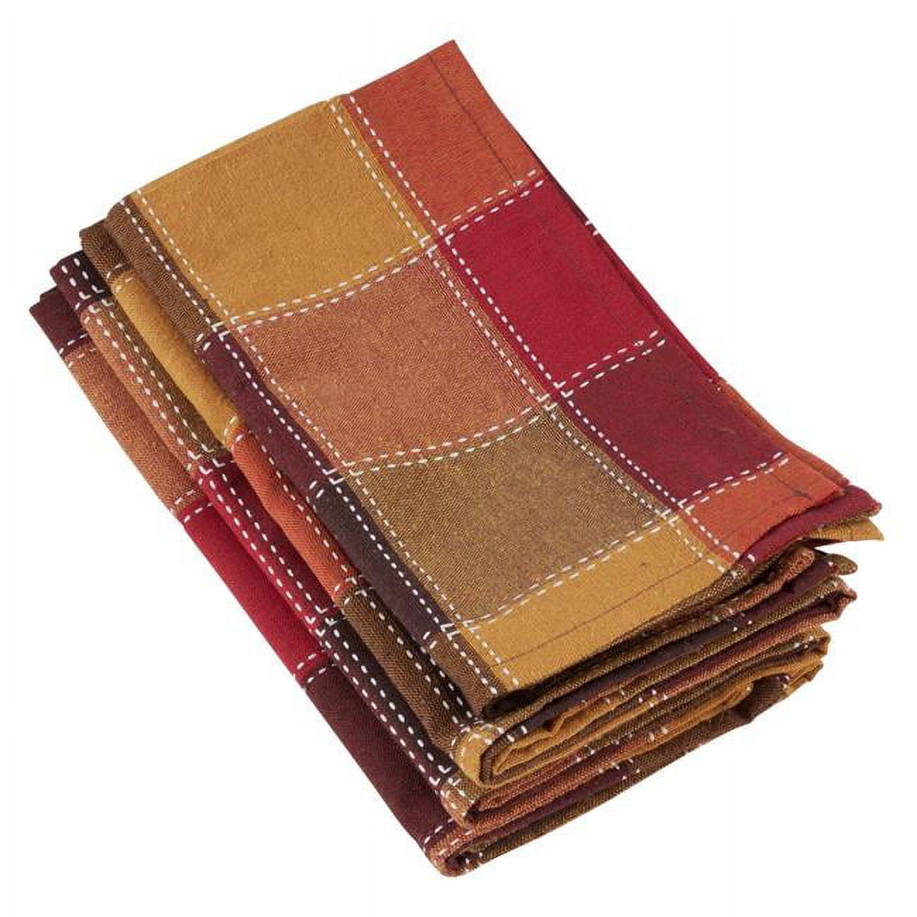 Saro Lifestyle Stitched Plaid Cotton And Poly Blend Table Napkins (Set of 4)