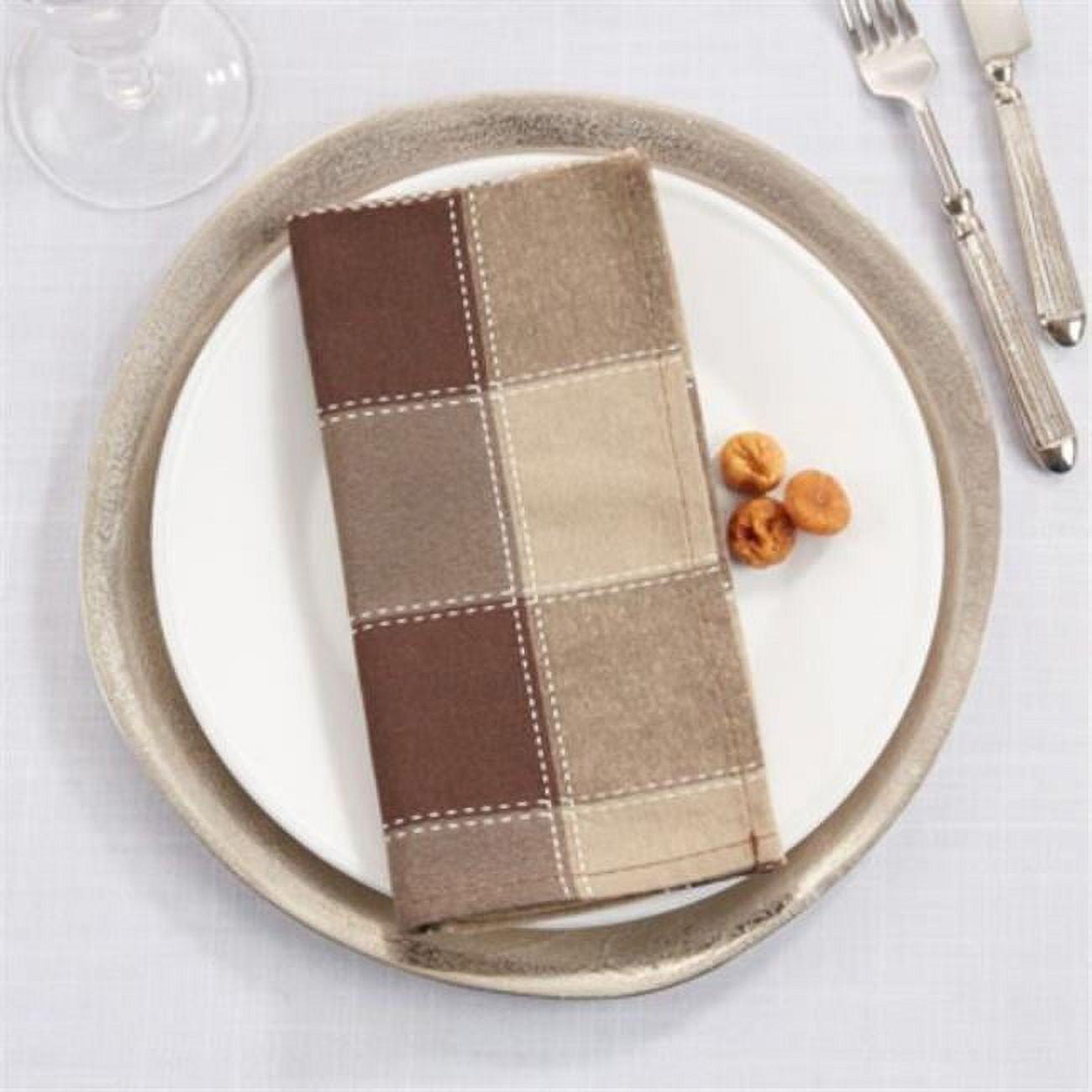 Saro Lifestyle Stitched Plaid Cotton And Poly Blend Table Napkins (Set of 4)