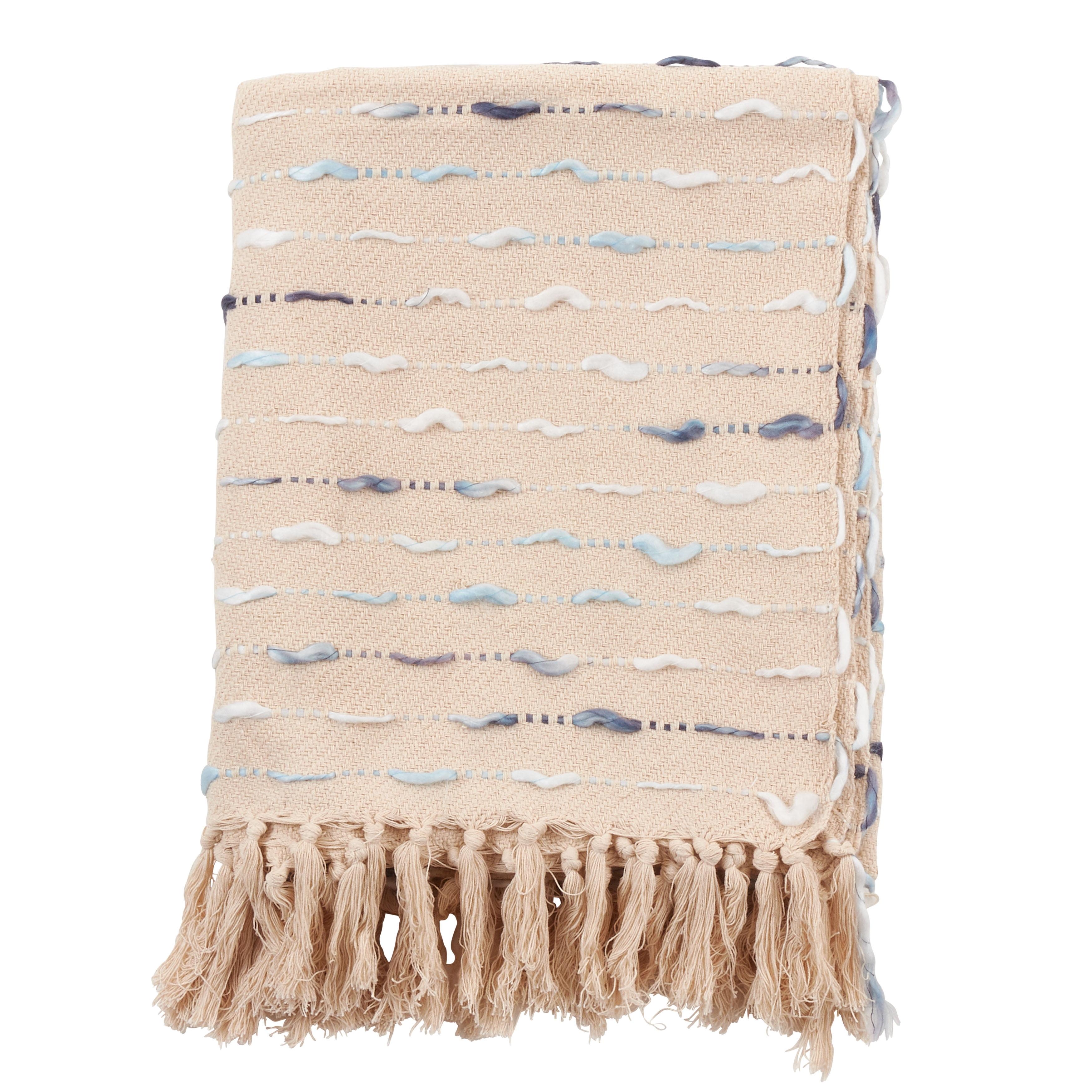 Saro Lifestyle Stitched Striped Throw With Tasseled Edges