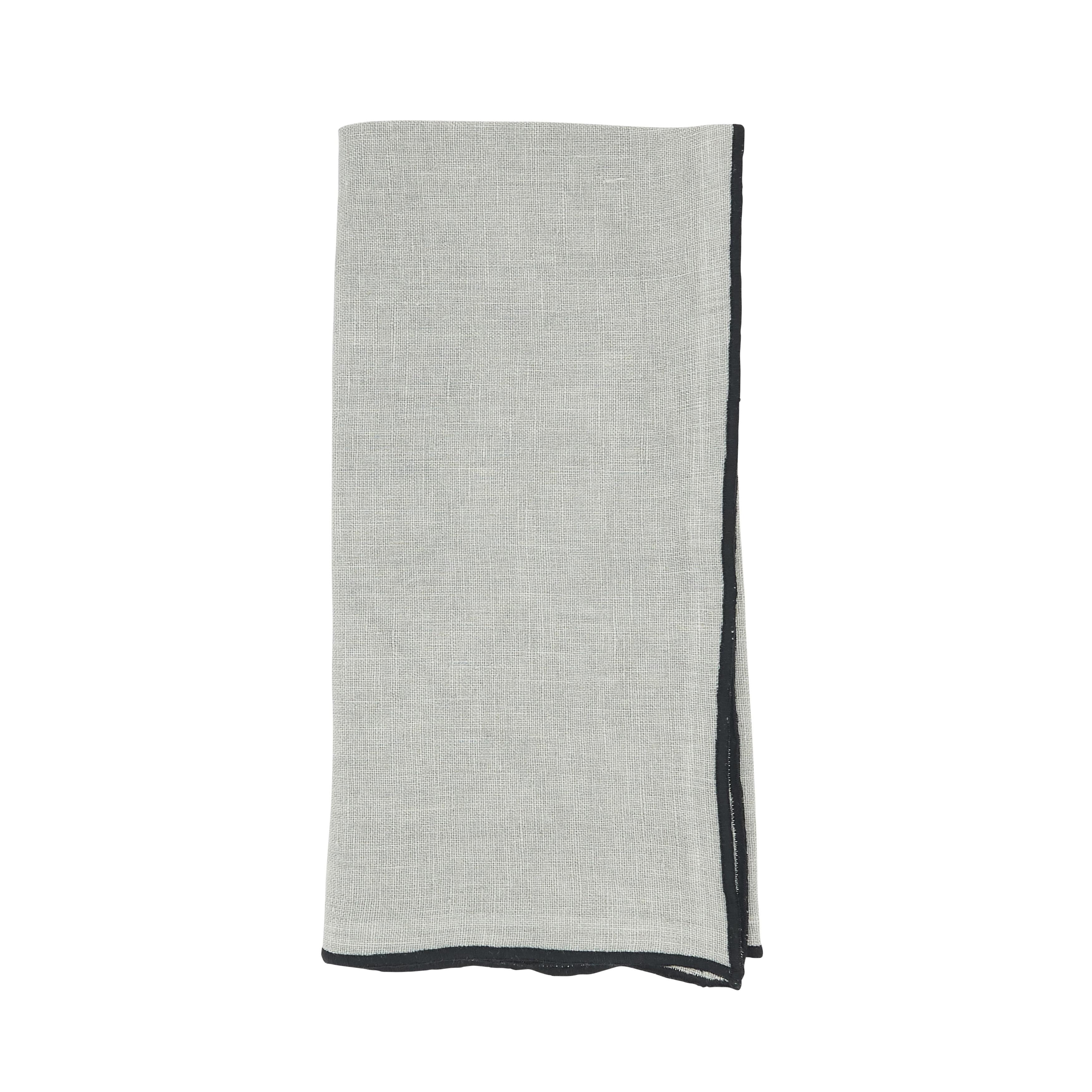 Saro Lifestyle Stitched Border Stonewashed Linen Napkins (Set of 4)