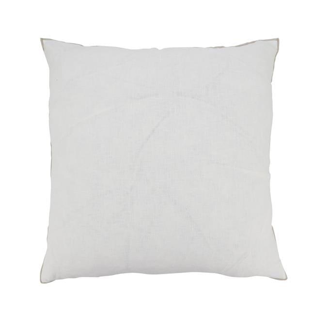 Ivory Stonewashed Stitched Edge Linen Throw Pillow