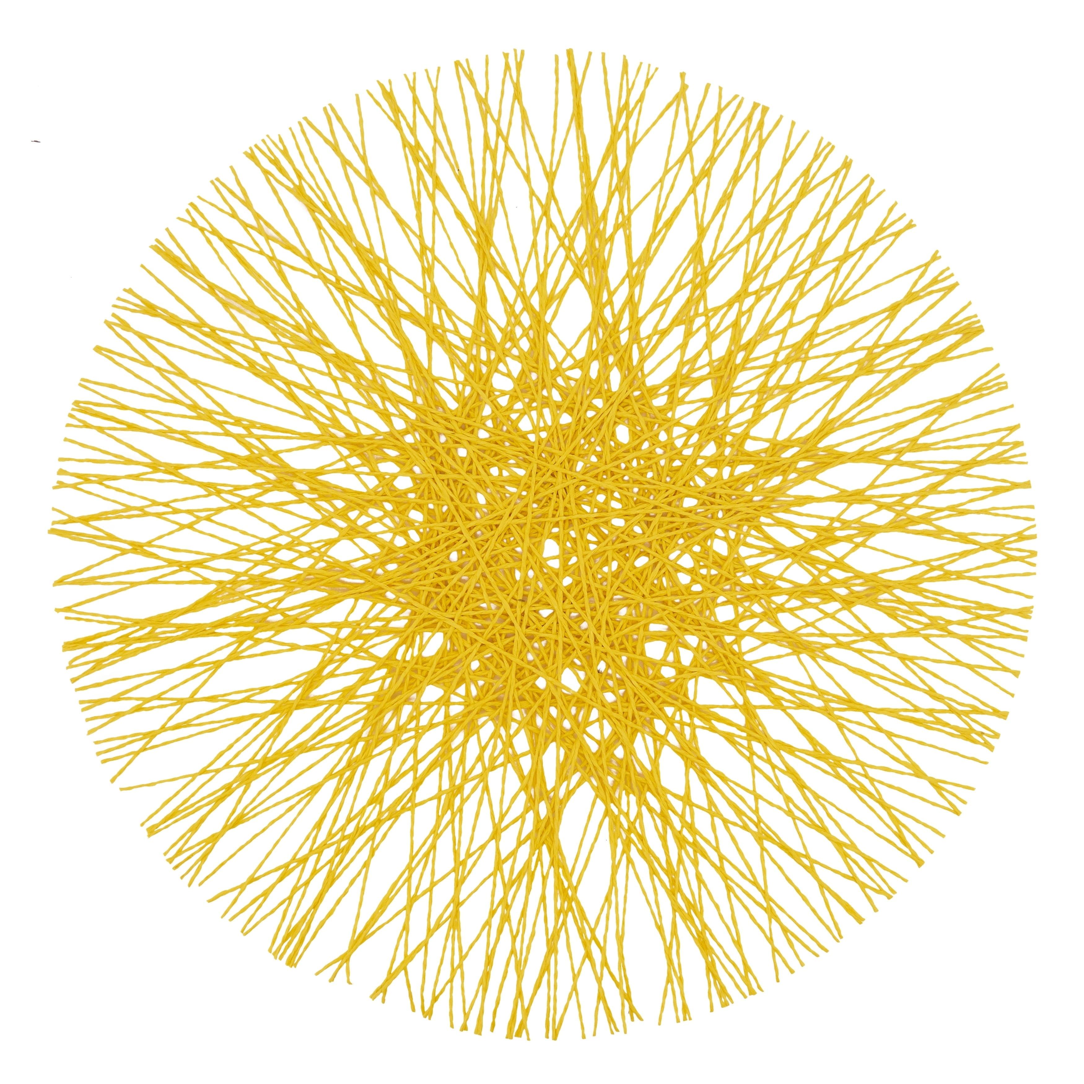 Saro Lifestyle Straw Placemat, 15" Round (Set of 4), Yellow, 15" Round