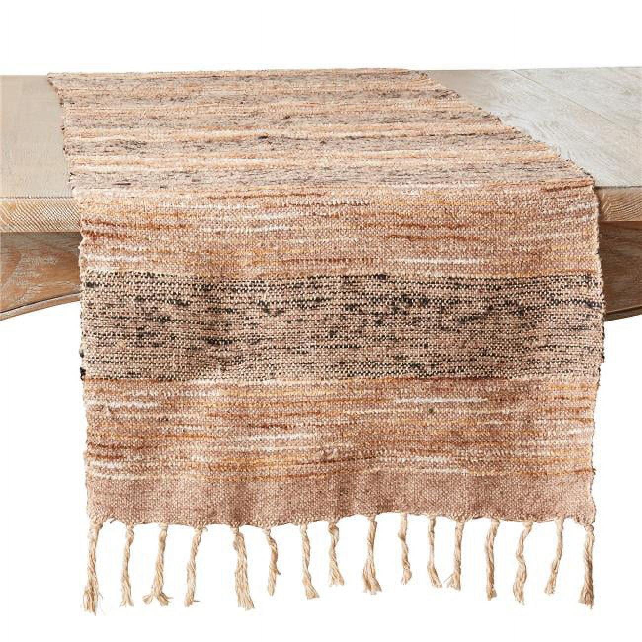 Saro Lifestyle Table Runner with Stripe Design, 16"x72", Brown