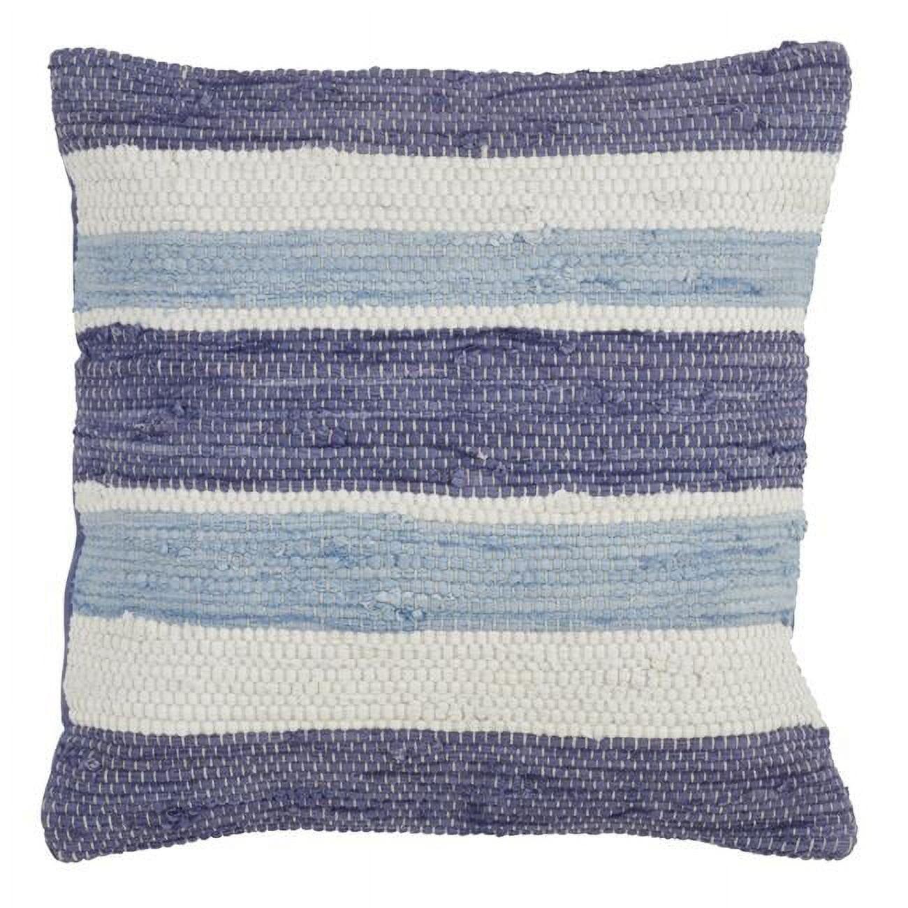 Saro Lifestyle Striped Chindi Throw Pillow With Down Filling