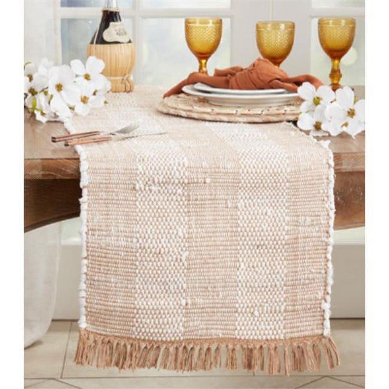 Saro Lifestyle Table Runner With Striped Chindi Design