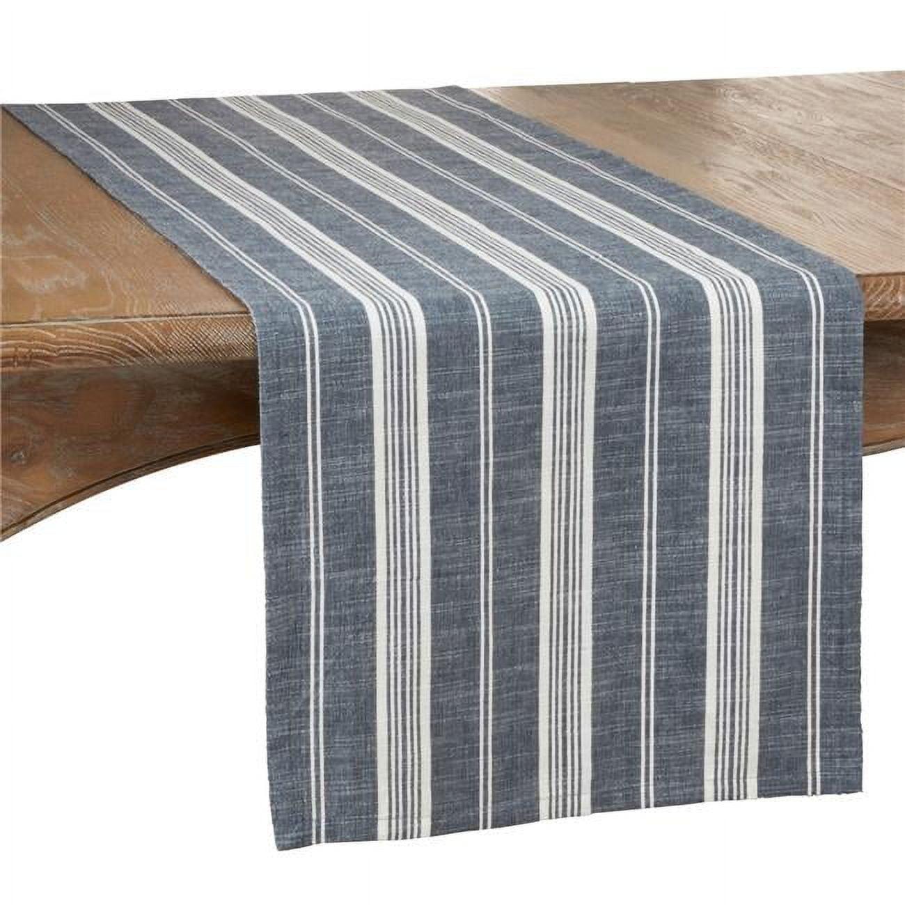 Gray and White Striped Cotton Table Runner