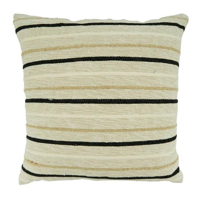 Saro Sonny Collection Striped Cotton Reversible Throw Pillow