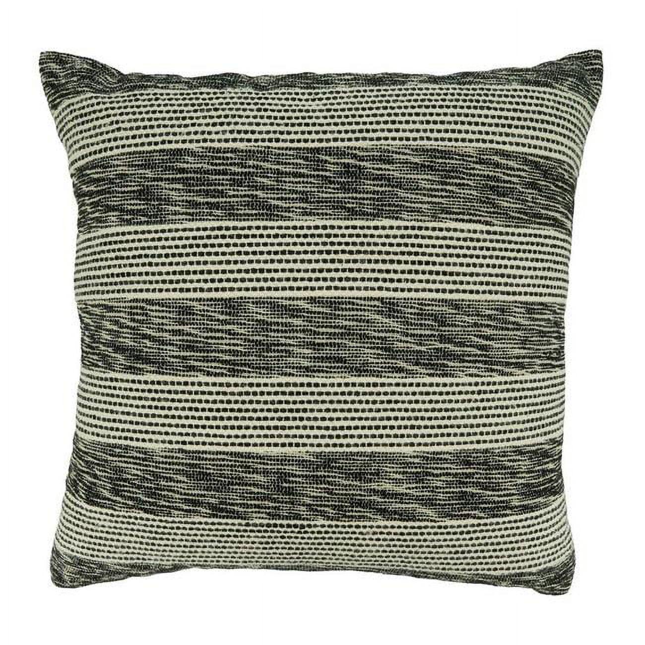 Black and White Cotton Striped Throw Pillow