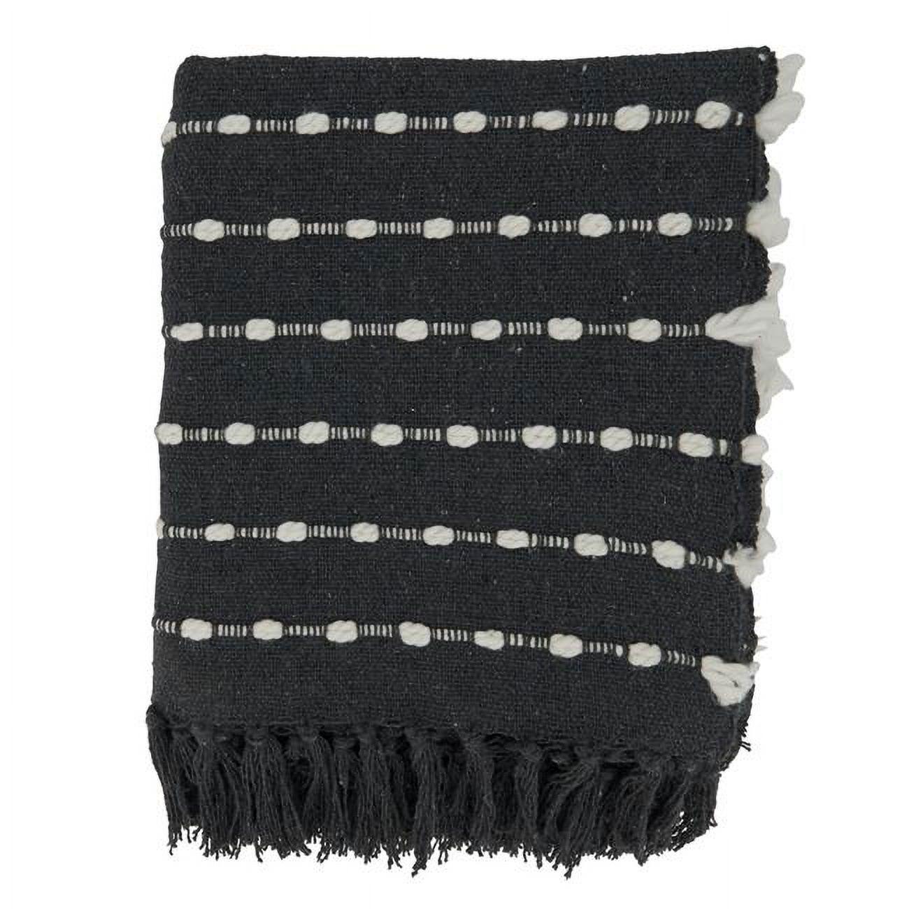 50"x60" Dual-Tone Striped Throw Blanket Black - Saro Lifestyle: Modern Lightweight Cotton & Acrylic, Machine Washable