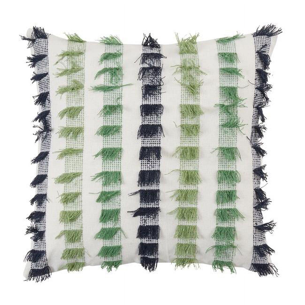 Saro Lifestyle Down-Filled Striped Fringe Throw Pillow