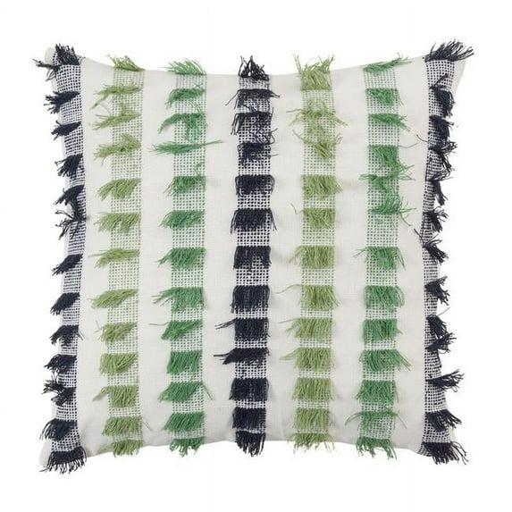 Saro Frankie Collection Fringed Cotton Throw Pillow