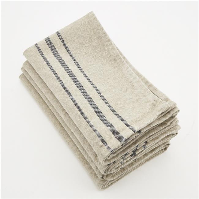 Saro Lifestyle Striped Linen Napkin, 20" Square, Natural (Set of 4)