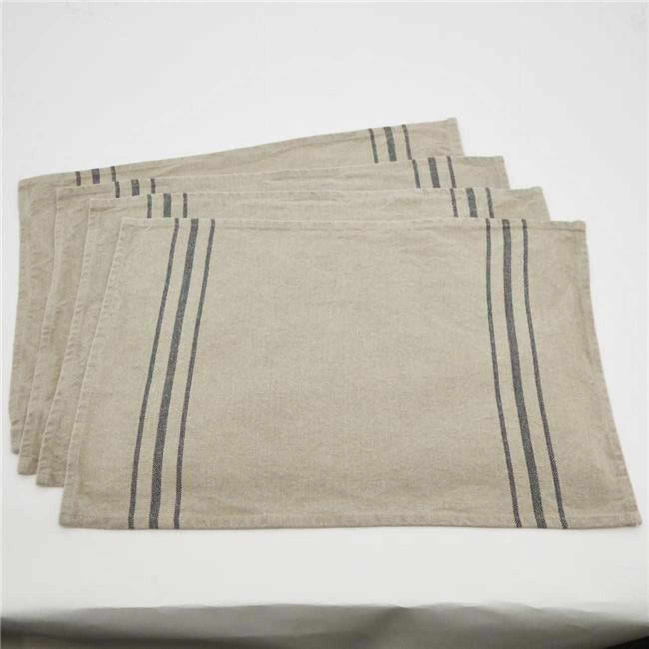 Natural Linen Striped Rectangle Placemats Set of 4