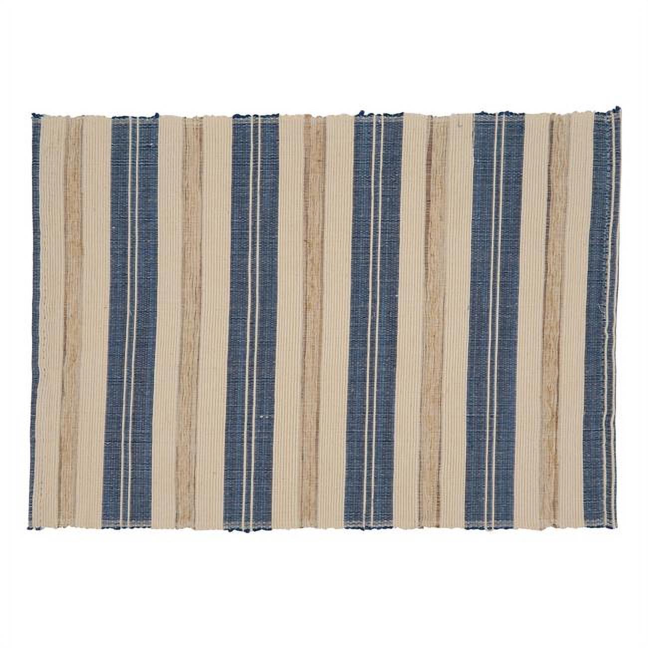 Coastal Striped Blue and Beige Rectangular Placemats, Set of 4