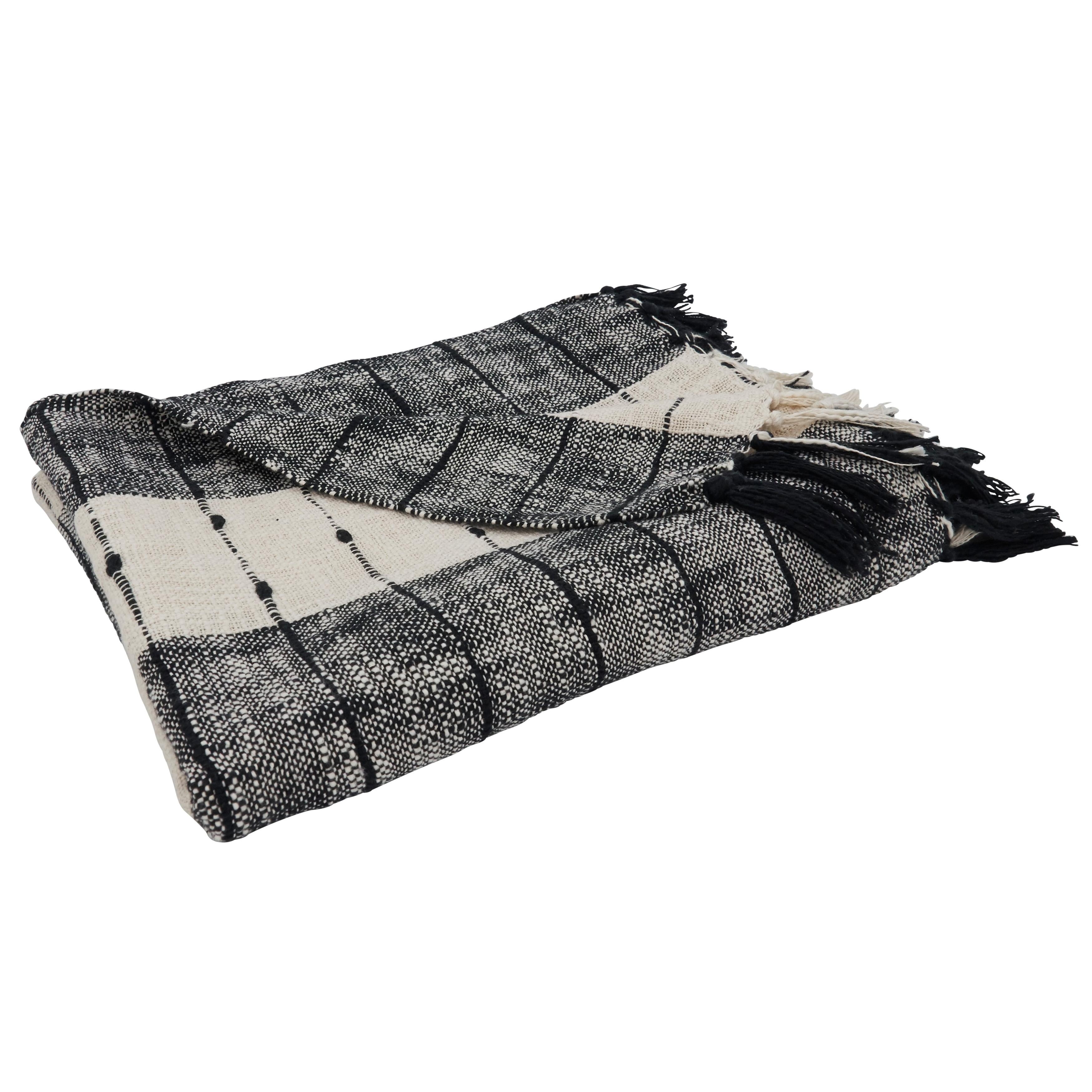 Saro Lifestyle Cotton Throw With Striped Design