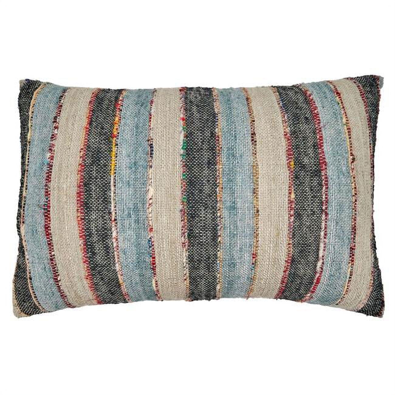 Multicolor Striped Cotton Throw Pillow Cover