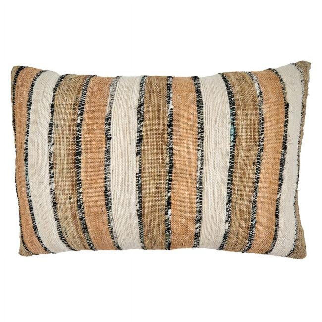 Natural Cotton Striped Throw Pillow Cover 16"x24"