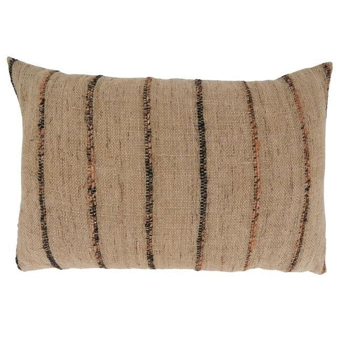 Saro Lifestyle Saro Lifestyle Striped Thin Stripe Throw Pillow Cover, Natural, 16" x 24"