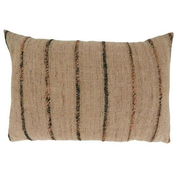 Saro Lifestyle Saro Lifestyle Striped Thin Stripe Throw Pillow Cover, Natural, 16" x 24"