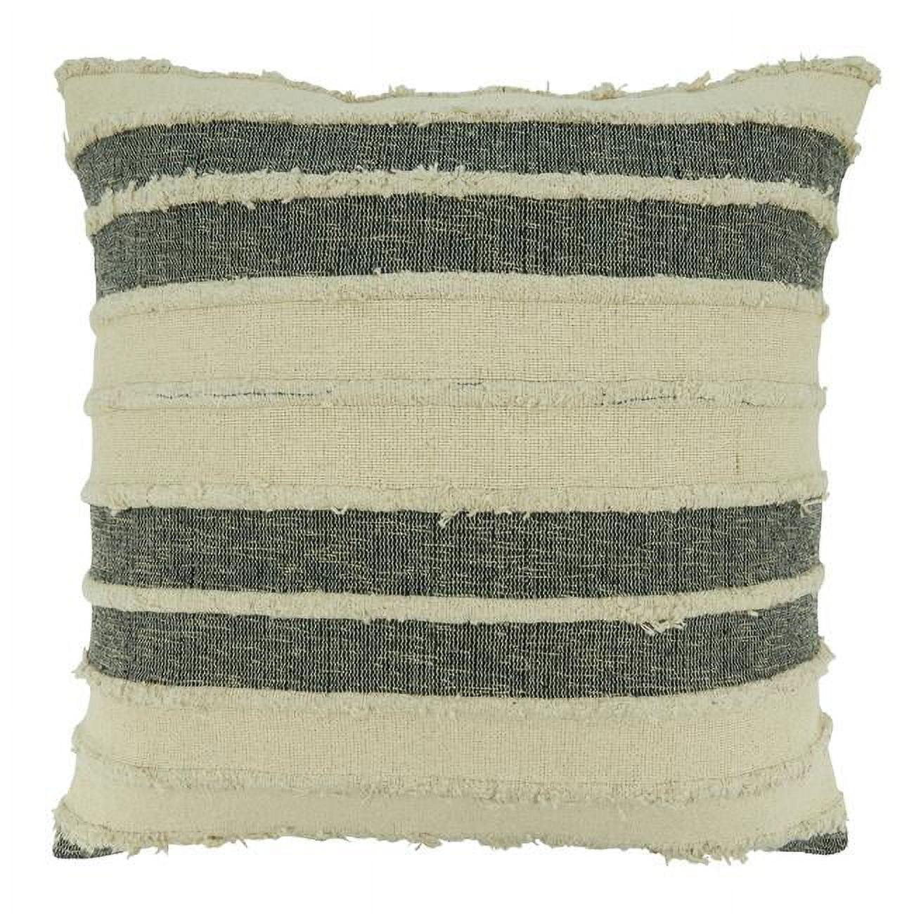 Natural Striped Tufted 20" Cotton Throw Pillow Cover