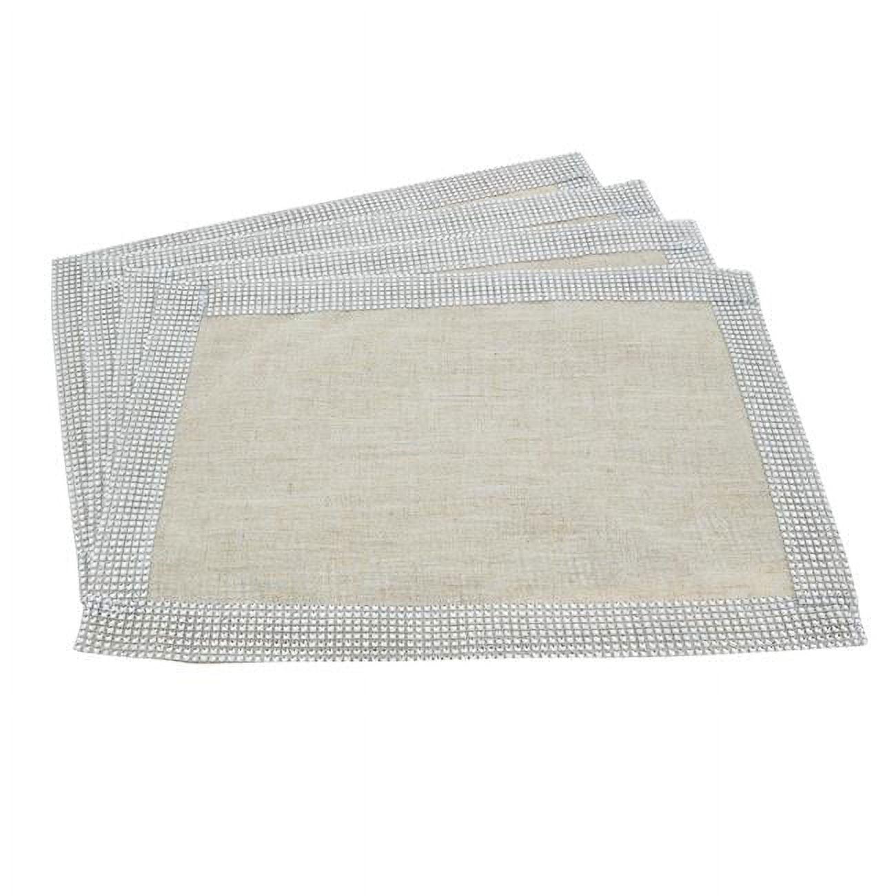 Saro Lifestyle Studded Placemat (Set of 4), Silver, 14" x 20"