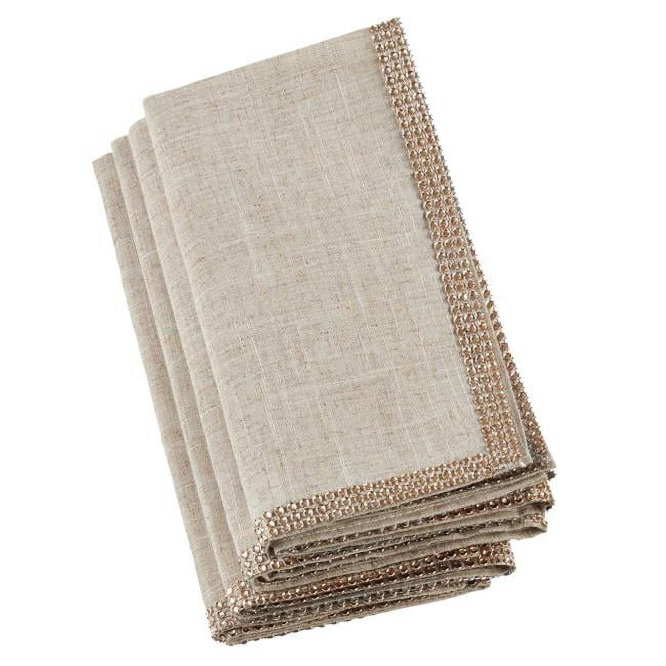 Champagne Linen Blend Studded Table Napkins Set of 4