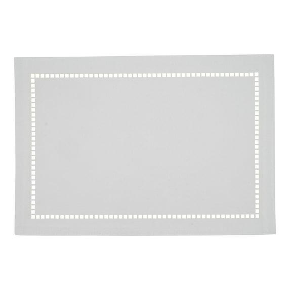 Saro Lifestyle Placemats With Laser-Cut Hemstitch Design, White, (Set of 4 pcs)