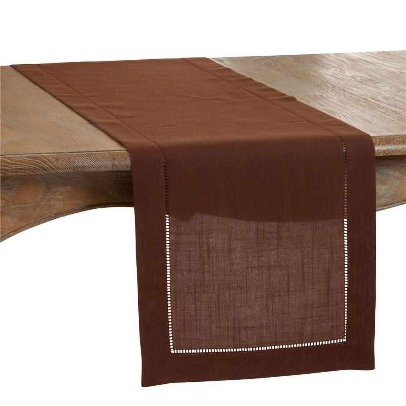 Brown Polyester Hemstitched Border Table Runner 16" x 120"