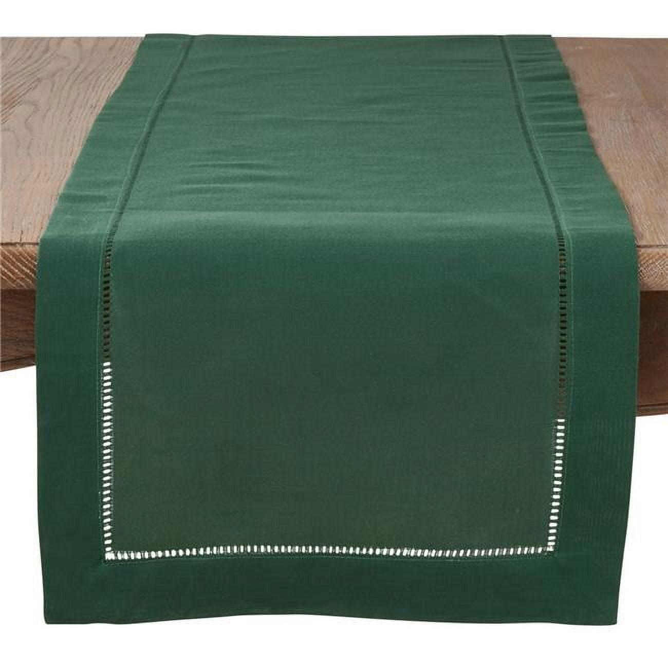 Emerald Green Hemstitch Border Polyester Table Runner