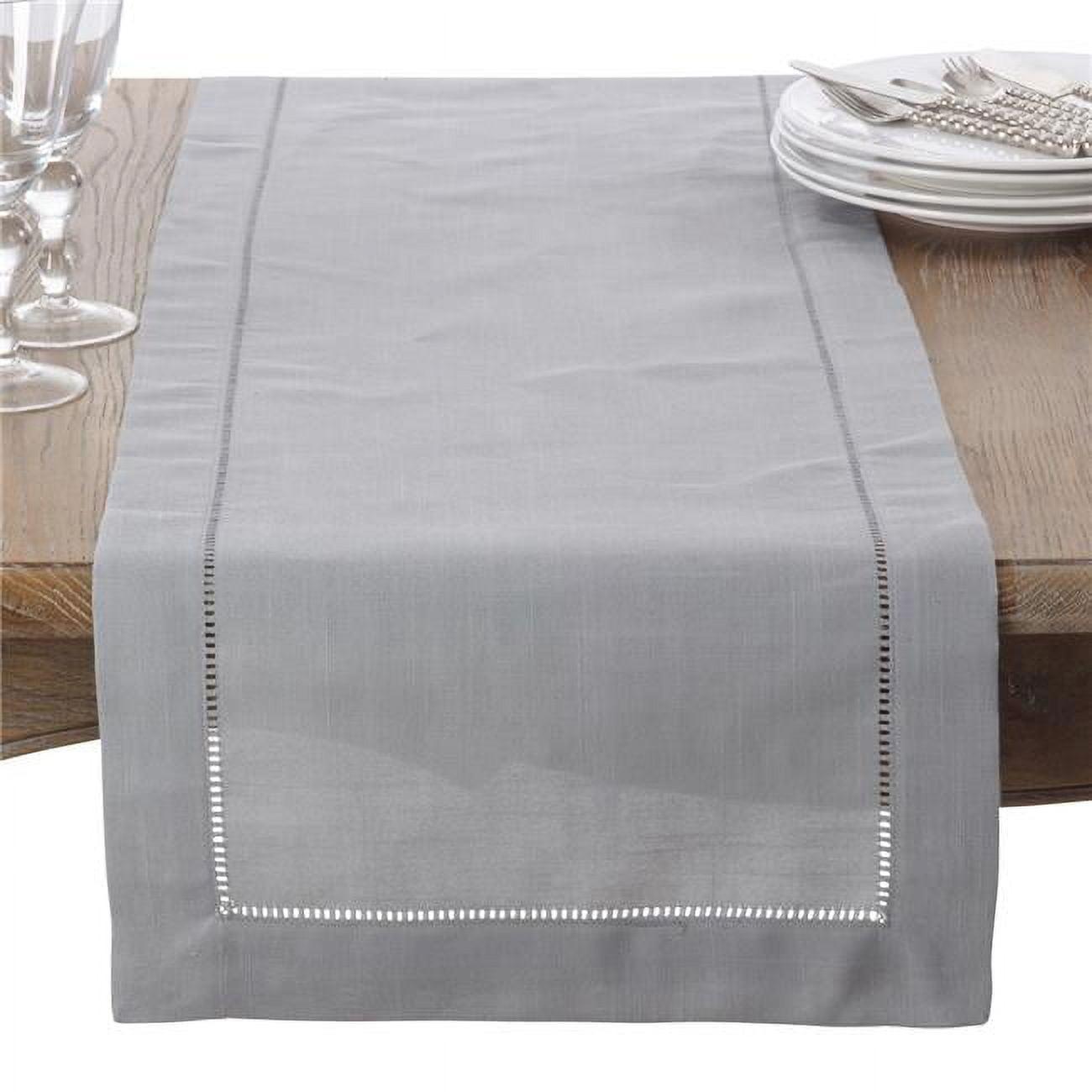 Gray Hemstitched Polyester Table Runner, 16" x 120"