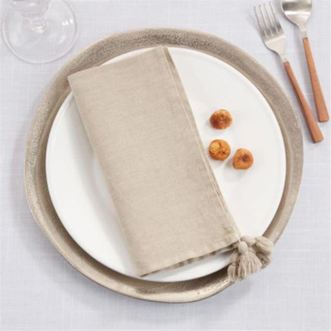 Tasseled Corners 4 Piece Linen Napkin Set