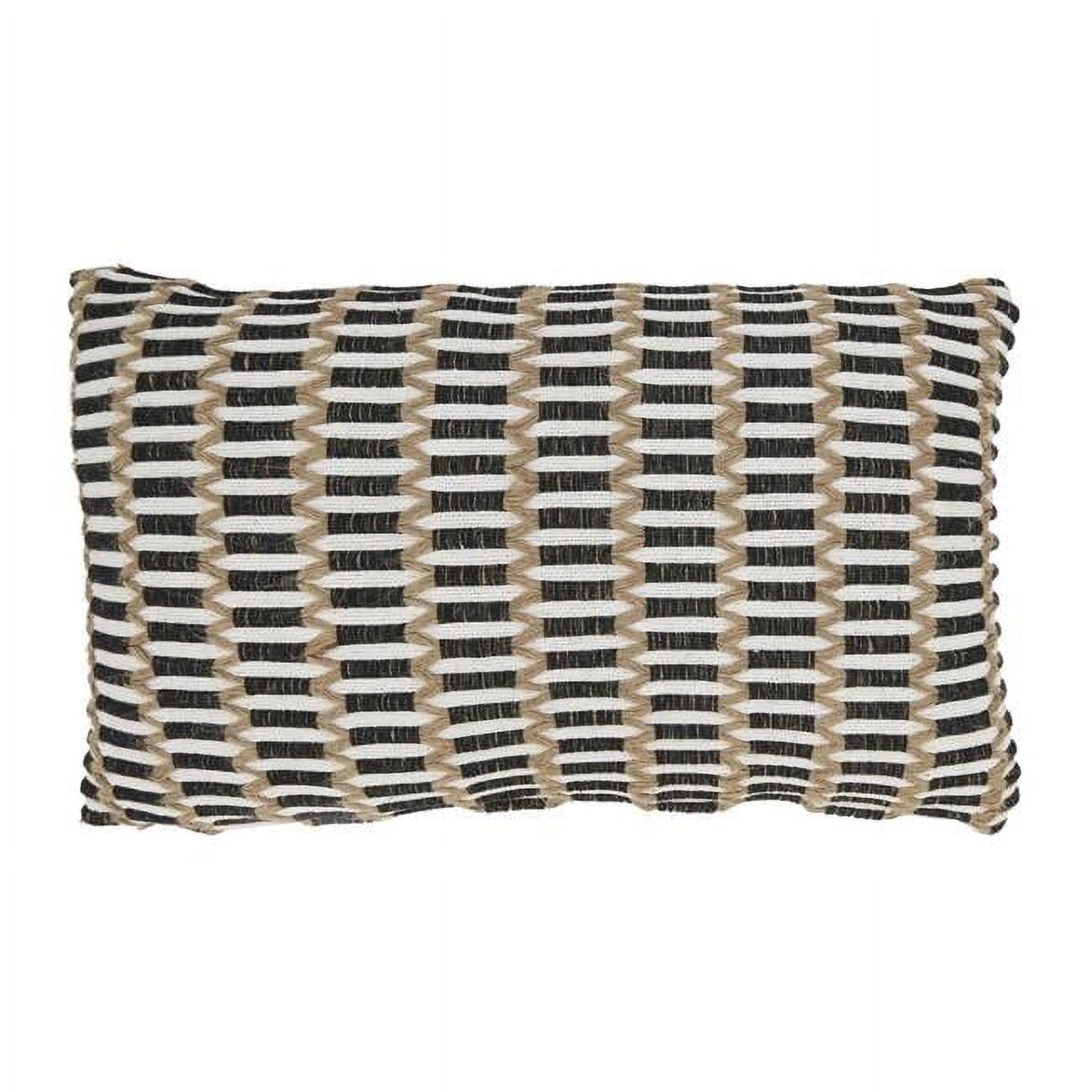 Saro Lifestyle Textured Weave Poly Filled Throw Pillow, Black, 12"x20"