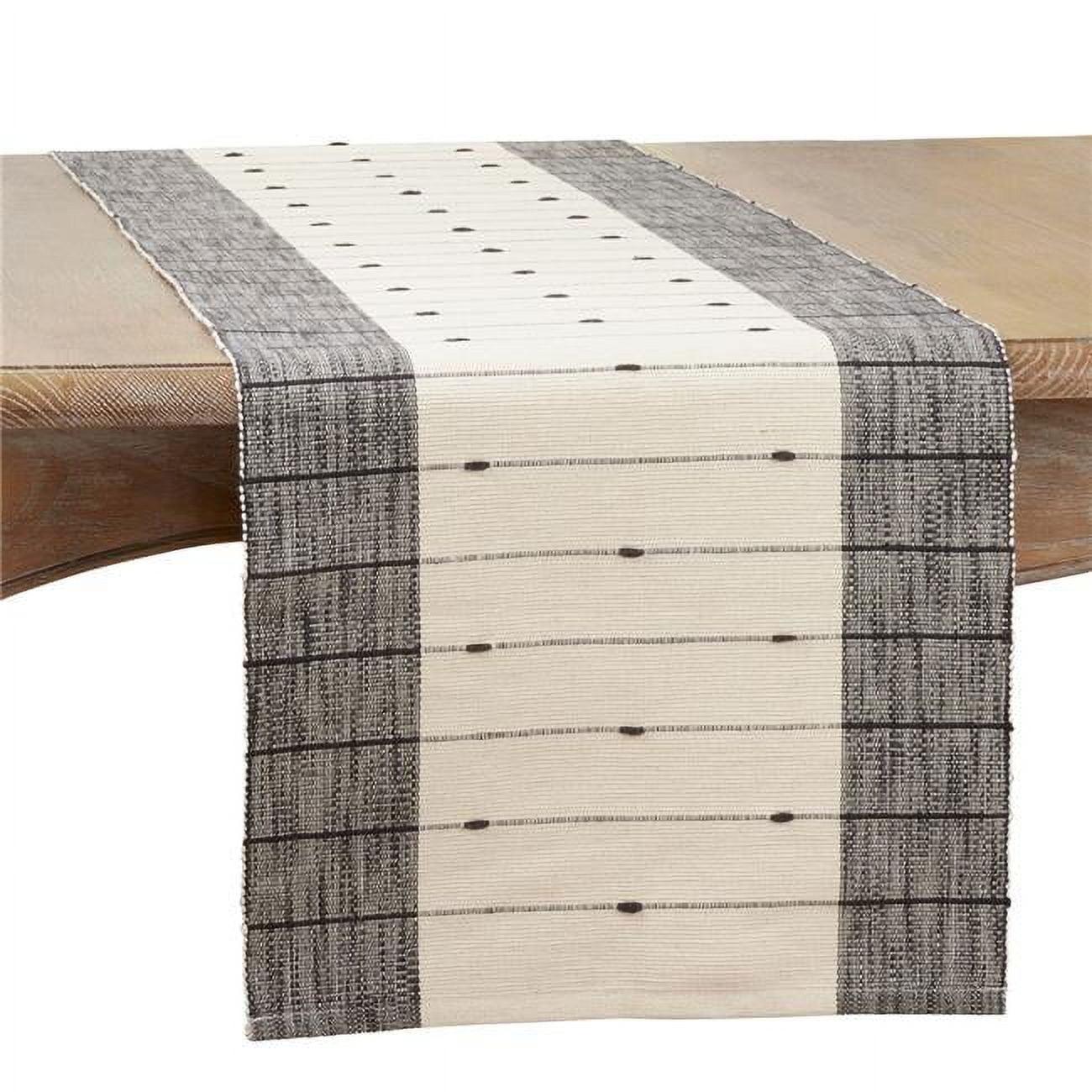 Black and White Cotton Striped Table Runner, 16"x72"