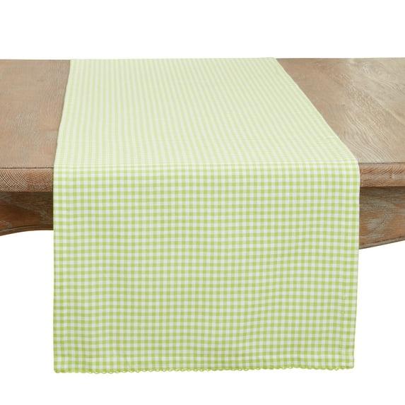 Saro Lifestyle Traditional Gingham Table Runner, Green, 16"x72"