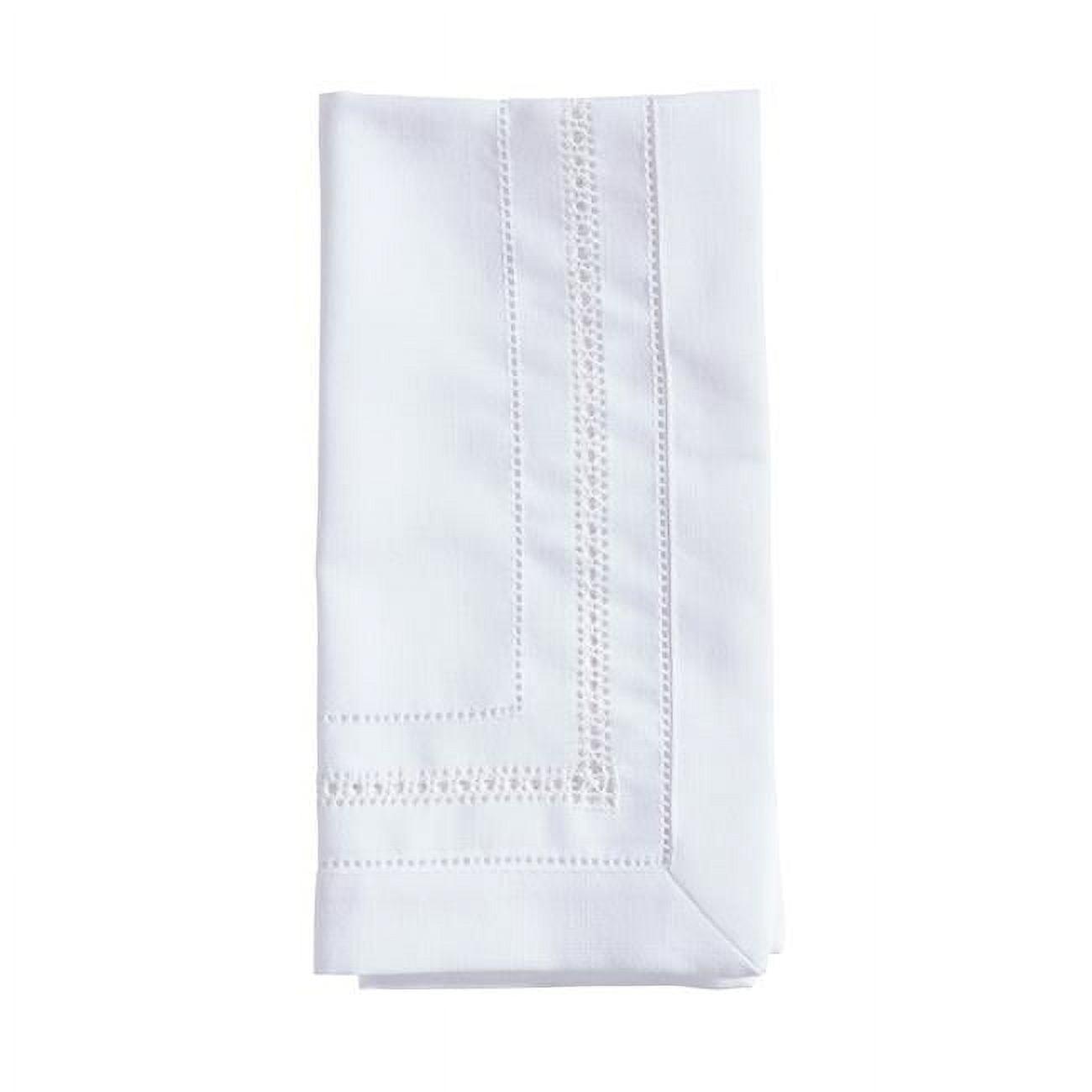 White Hemstitch 20" Square Polyester Napkins Set