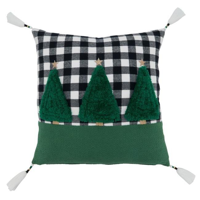 Saro Merry Martinique Collection Plaid Cotton Blend Throw Pillow