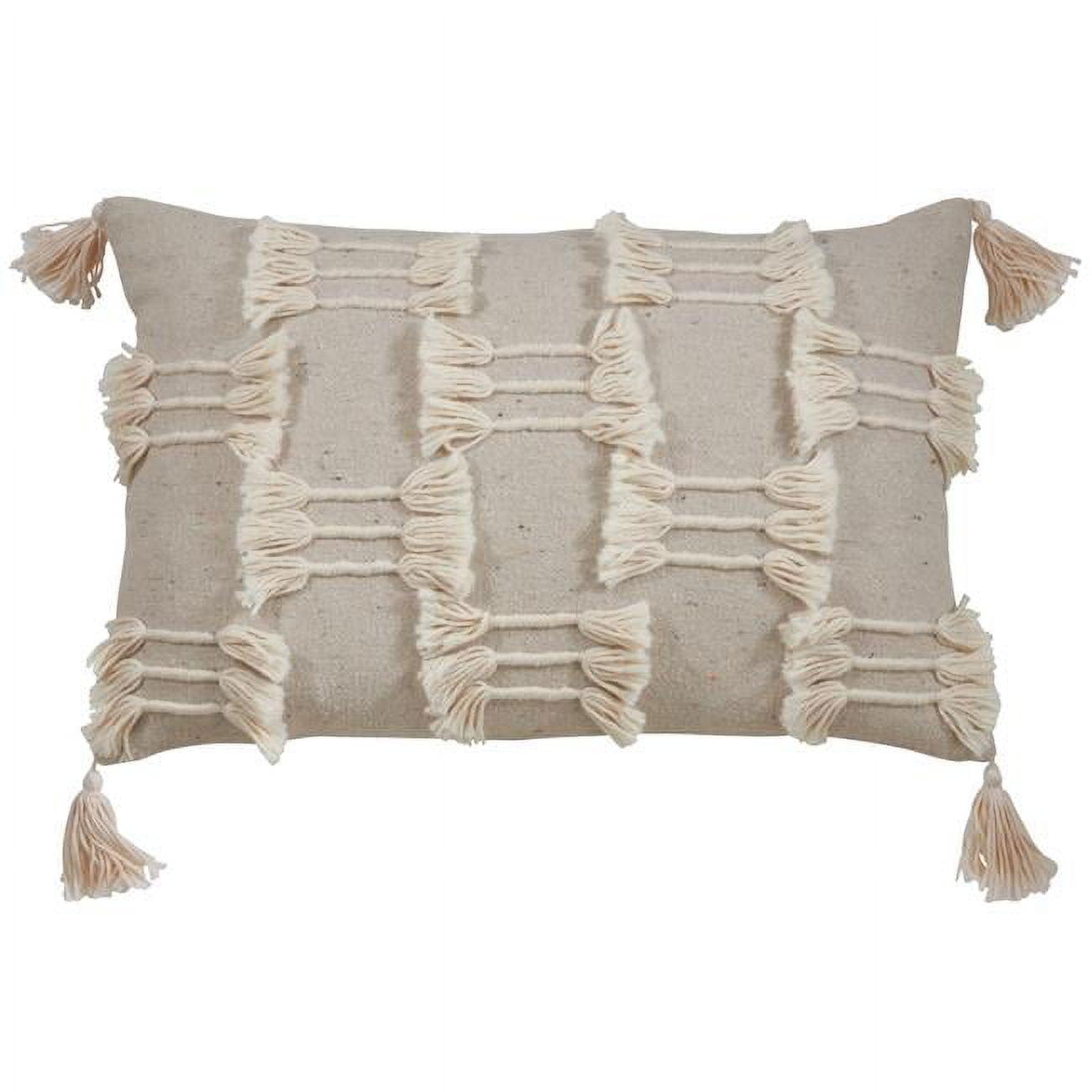 Saro Lifestyle Tri-Line Frayed Throw Pillow With  Polyester Filling