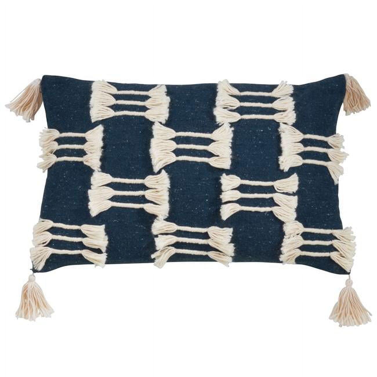 Saro Lifestyle Tri-Line Frayed  Decorative Pillow Cover