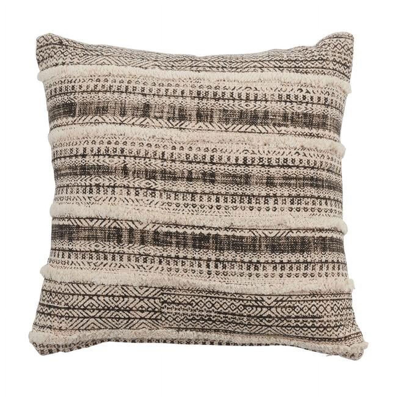 Saro Lifestyle Block Print Design Tufted Throw Pillow With Down Filling