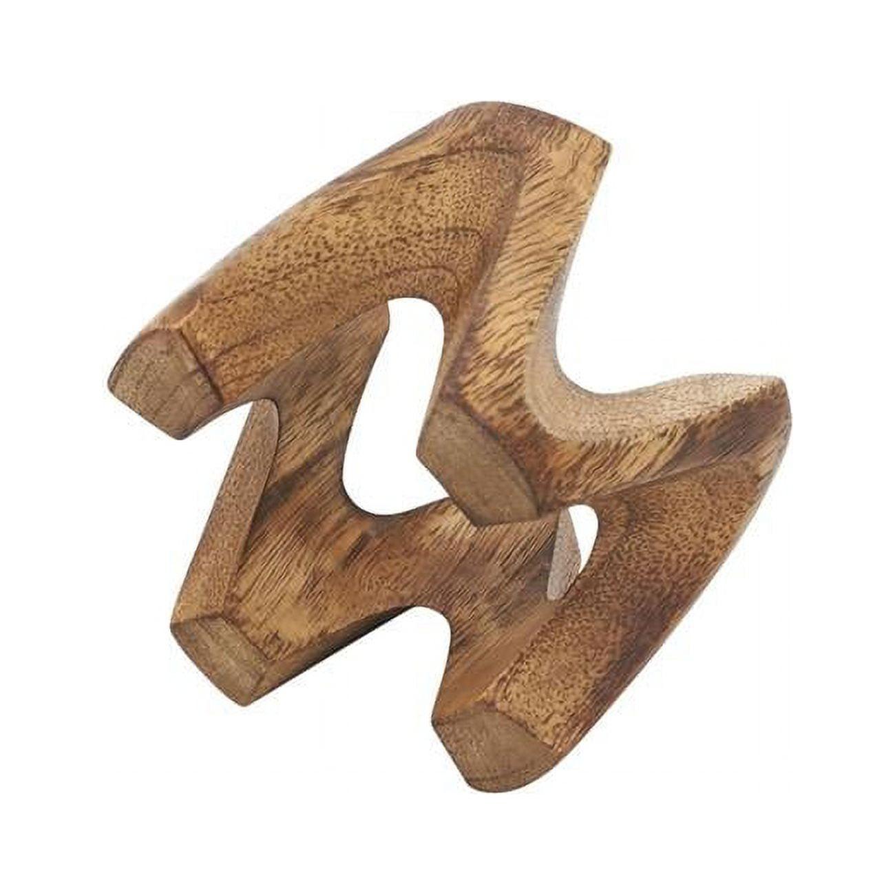 Natural Mango Wood W Design Napkin Rings Set of 4