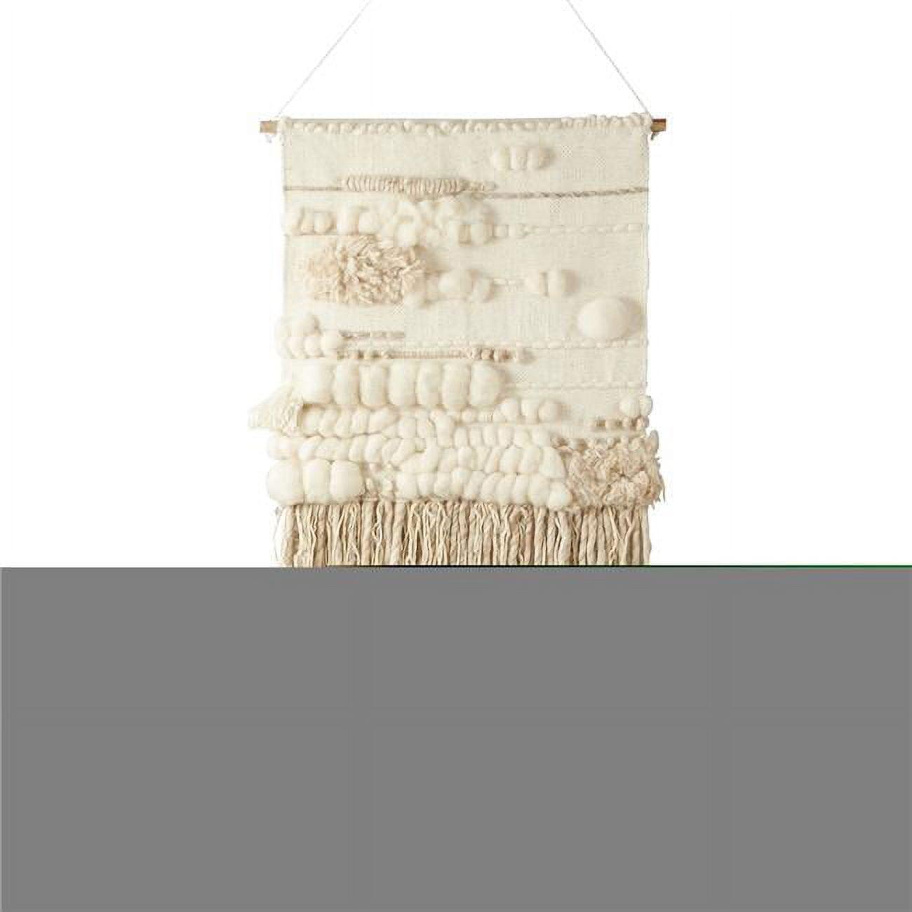 Ivory Textured Woven Wall Hanging with Fringe, 24"x48"