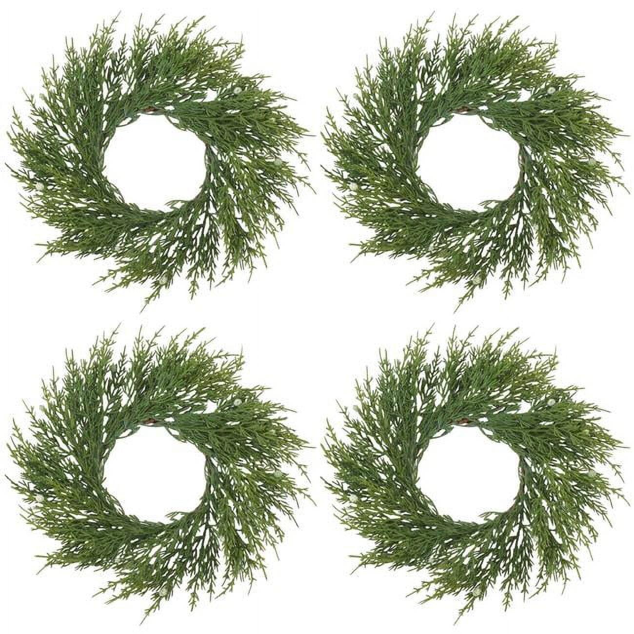 Saro Lifestyle Decorative Accent Artificial Faux Cypress Wreath - Set of 4