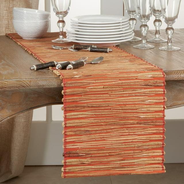 Saro Lifestyle Dinner Table Runner With Water Hyacinth Design, Orange, 14" x 90"