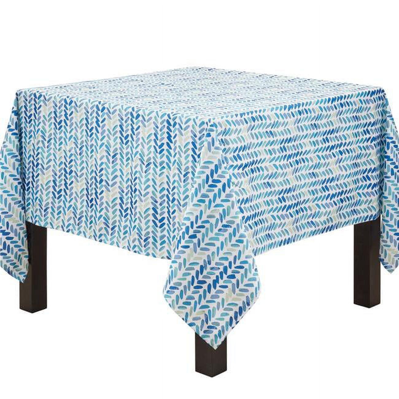 Saro Chevron Tablecloth With Watercolor Design Rectangular