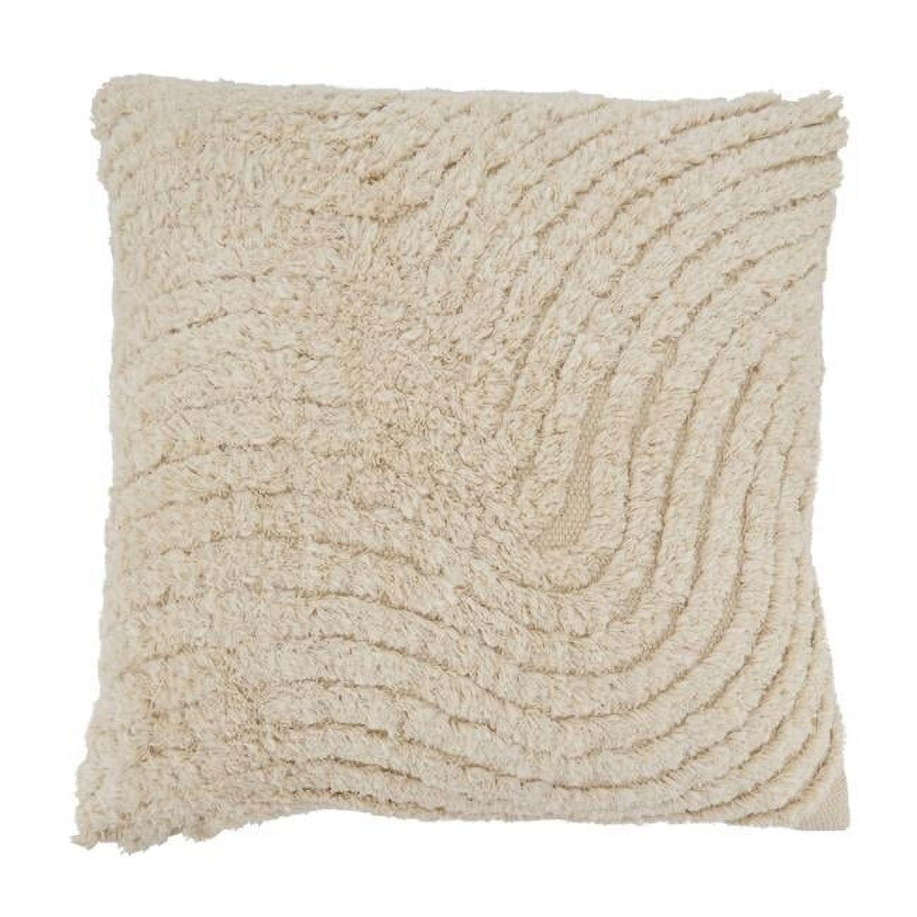 Saro Lifestyle Wavy Bliss Tufted Down Filled Throw Pillow, Beige, 20"x20"