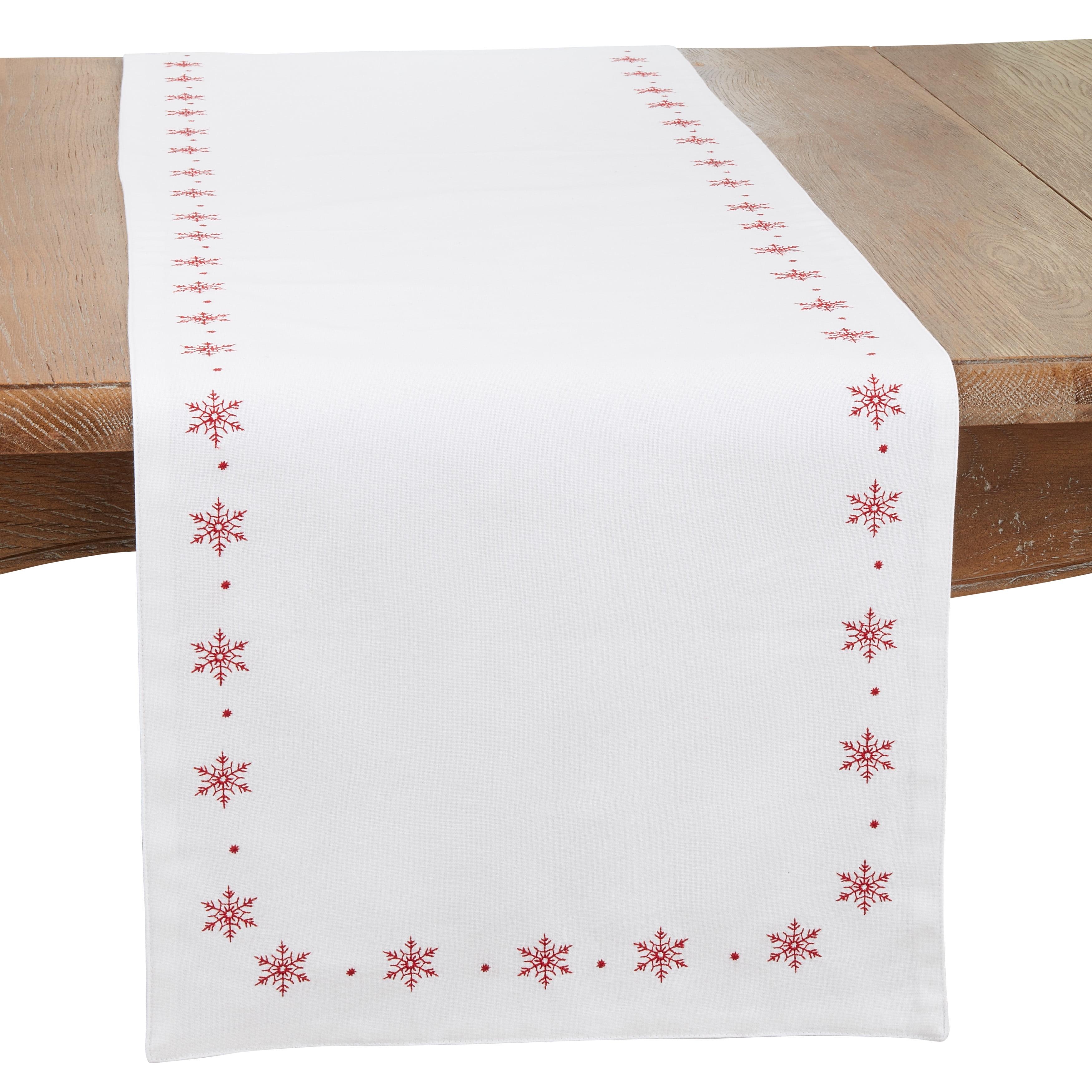 Saro Lifestyle Winter Wonderland Embroidered Snowflake Runner