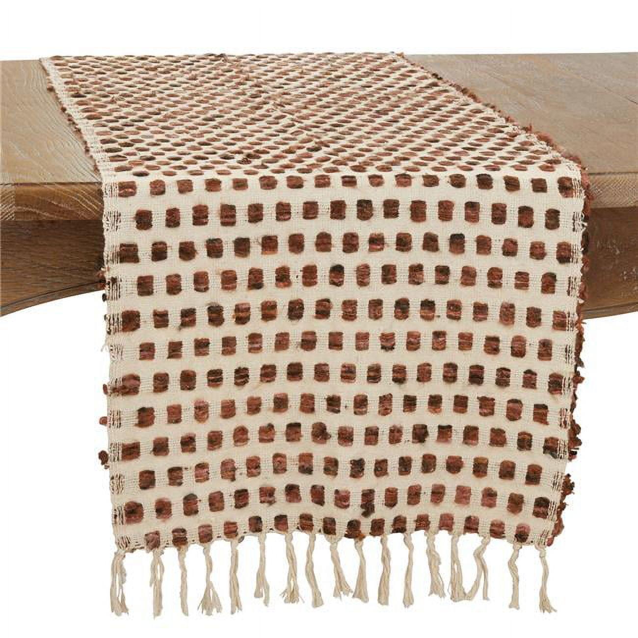 Earthy Woven Cotton Table Runner with Fringe